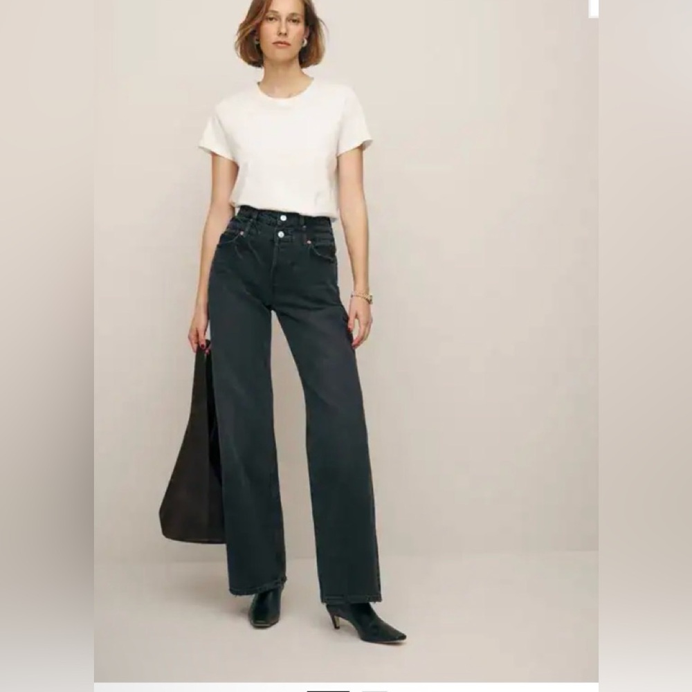ReformationCary Double Waistband High Rise
Slouchy Wide Leg Jeans Waist 32